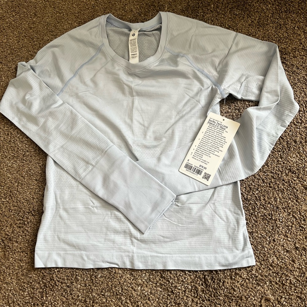 Lululemon Swiftly Crop Light Blue Long Sleeve